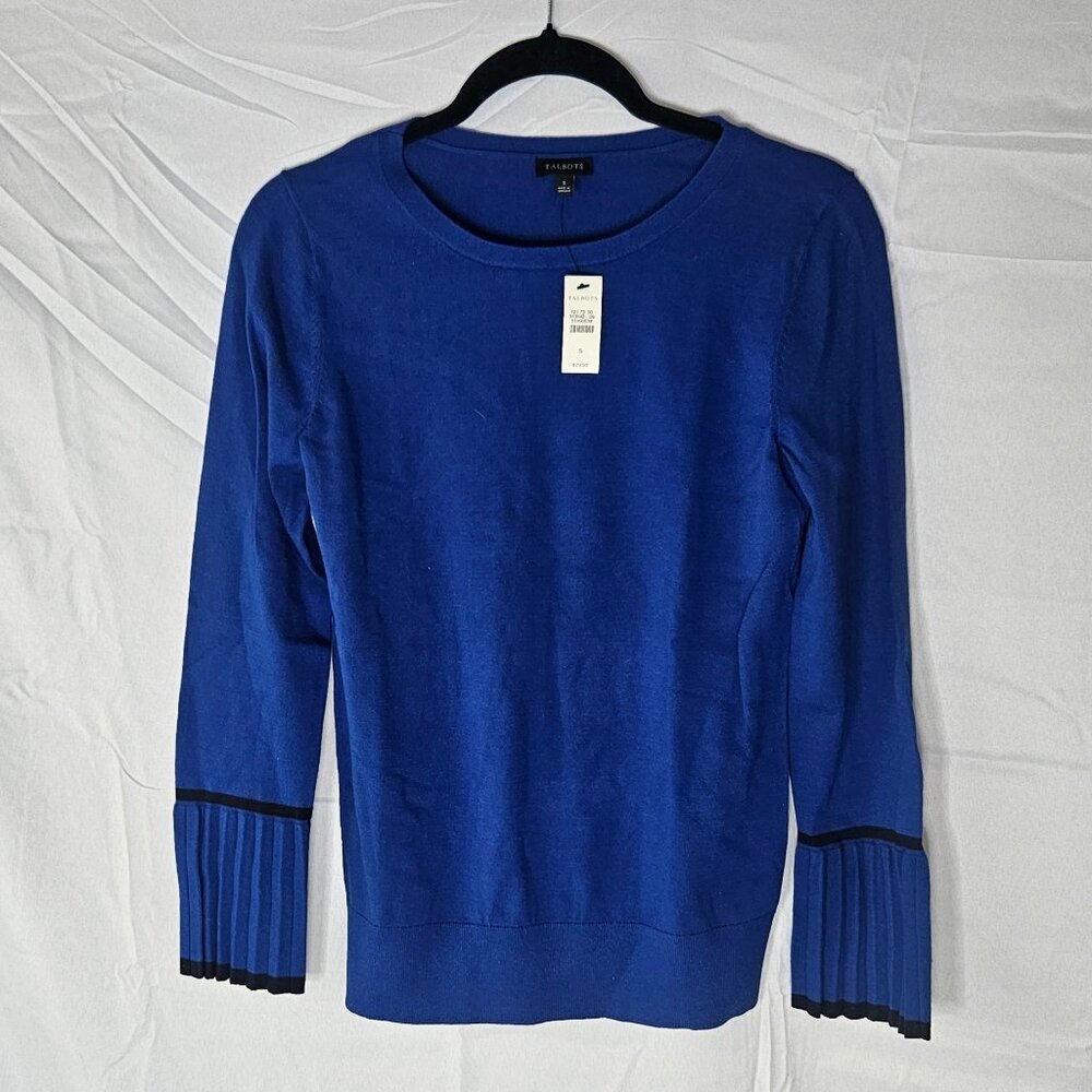 Talbots Long Sleeve Pullover Sweater - Pleated Cuffs - Size S - NWT
